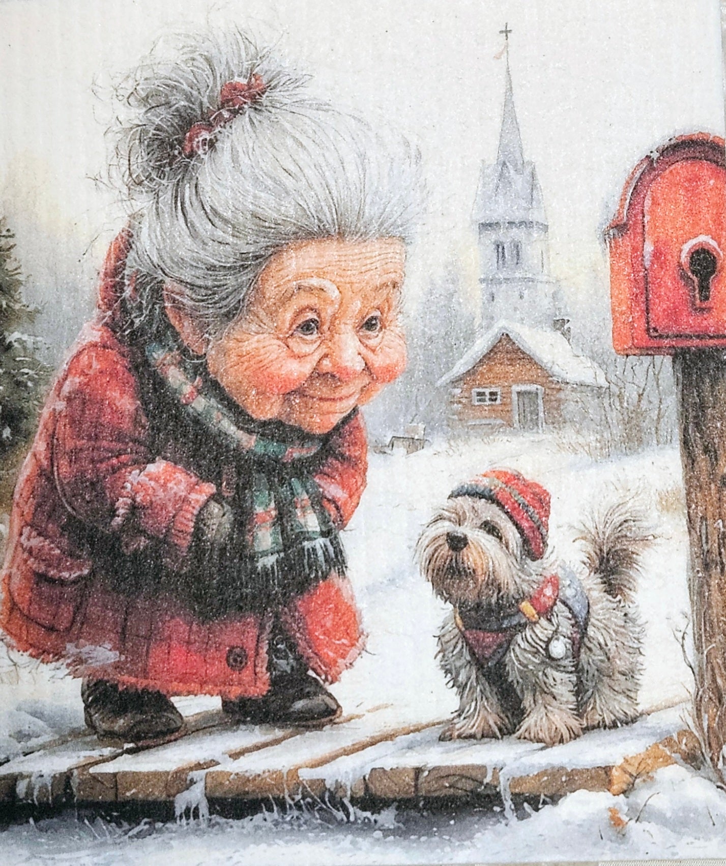 JUL Christmas ursöt tant med hund